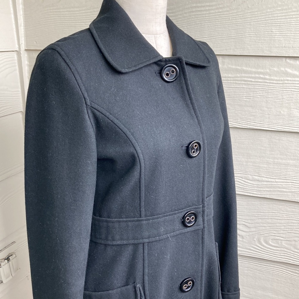 Anthropologie Tulle Black Wool Blend Peacoat
